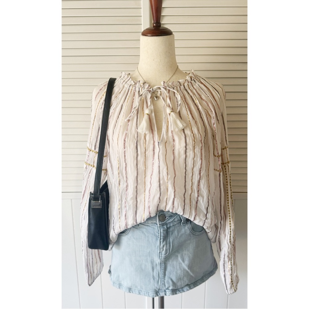 Love Stitch Sparkly Pinstriped Patterned Blouse Top (NWT)